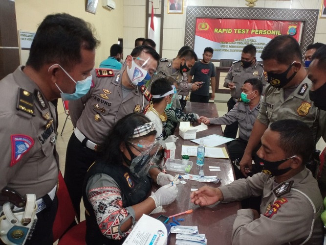 Hasil Rapid Test Sebanyak 61 Personel Satlantas Polres Sergai Tidak Reaktif