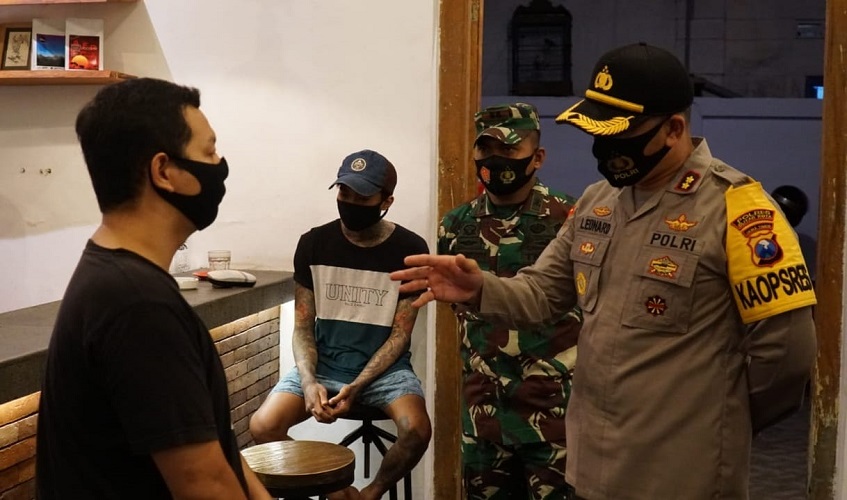 Dandim 0808/Blitar dan Kapolres Blitar Kota Pimpin Patroli Yustisi Pendisiplinan Protokol Kesehatan
