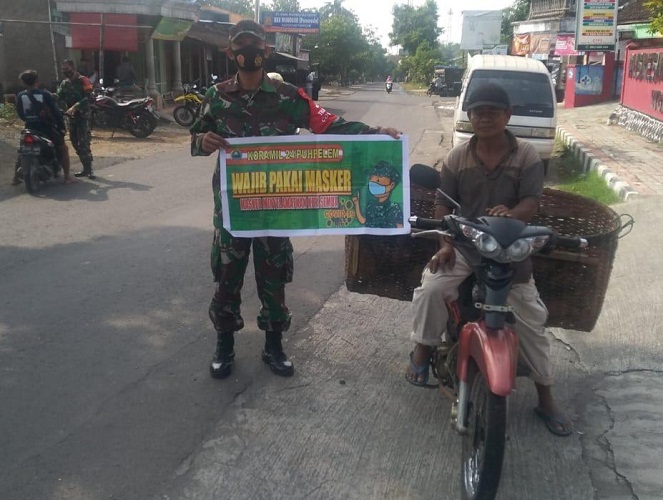 Anggota Koramil 24/Puhpelem Gelar Gakplin Prokes Covid-19