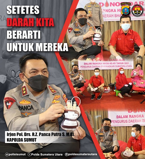 HUT Bhayangkara ke-75, Kapolda Sumut Mendonorkan Darahnya