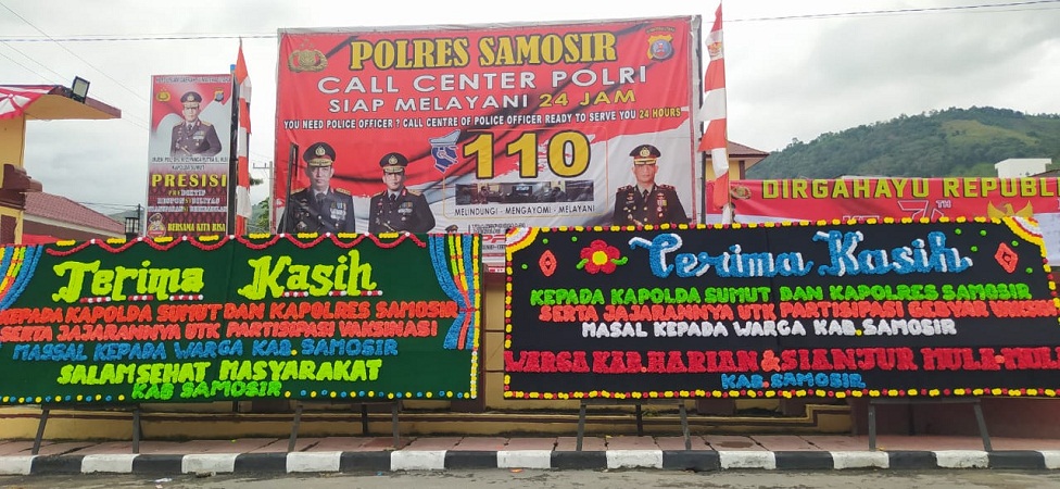  Kapolda Sumut Dibanjiri Papan Bunga, Berhasil Jalankan Program Vaksinasi di Samosir