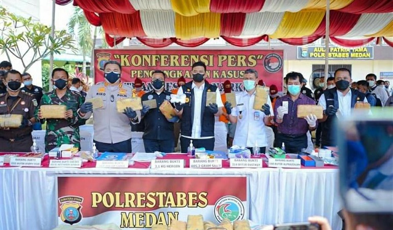 Polrestabes Medan Musnahkan Barang Bukti Narkoba Senilai Rp 2 Miliar Lebih Tangkapan 3 Bulan Terakhir