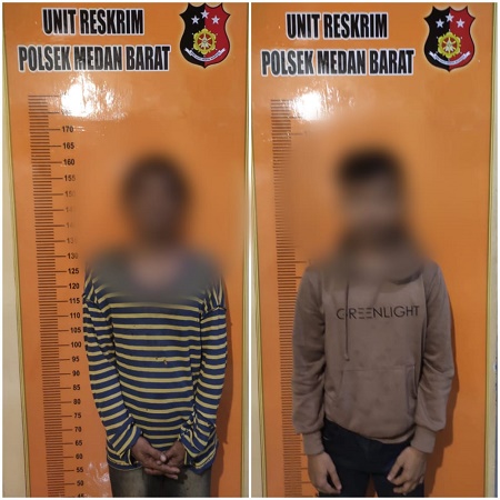 Reskrim Polsek Medan Barat Amankan Dua Pria yang Divideokan Saat Mencuri