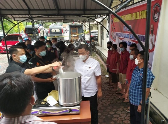 Direktorat Narkoba Polda Sumut Musnahkan Barang Bukti Narkoba dengan Berat Kurang dari 1 Kg