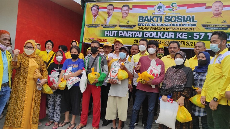 Luar Biasa, Partai Golkar Medan dalam Sehari Membantu Sembako kepada Masyarakat di Tiga Kecamatan