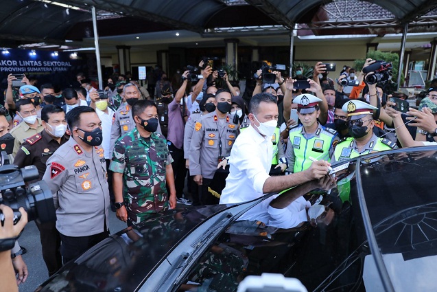 Dit Lantas Polda Sumut Gelar Simulasi Pos Pam Ops Lilin Toba 2021