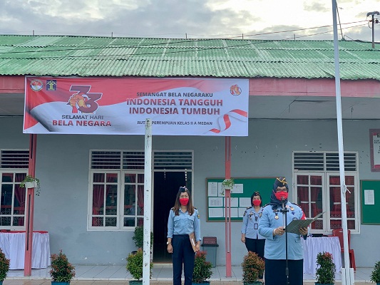 Pimpin Upacara Hari Bela Negara, Karutan Perempuan Medan Kanwil Kemenkumham Sumut Bacakan Amanat Presiden Jokowi