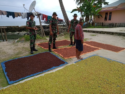Satgas Kodim Maluku Yonarhanud 11/WBY Menjalin Komsos dengan Petani Cengkeh di Negeri Saleman