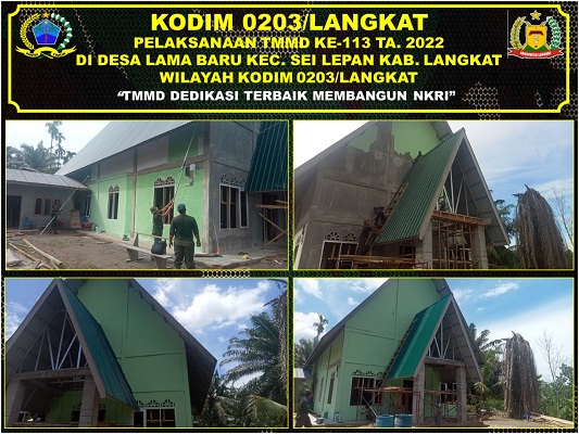Meski Hujan Gerimis, Personel Satgas dan Warga Dusun I Parsaoran Tetap Semangat Merehab Gereja GKPI
