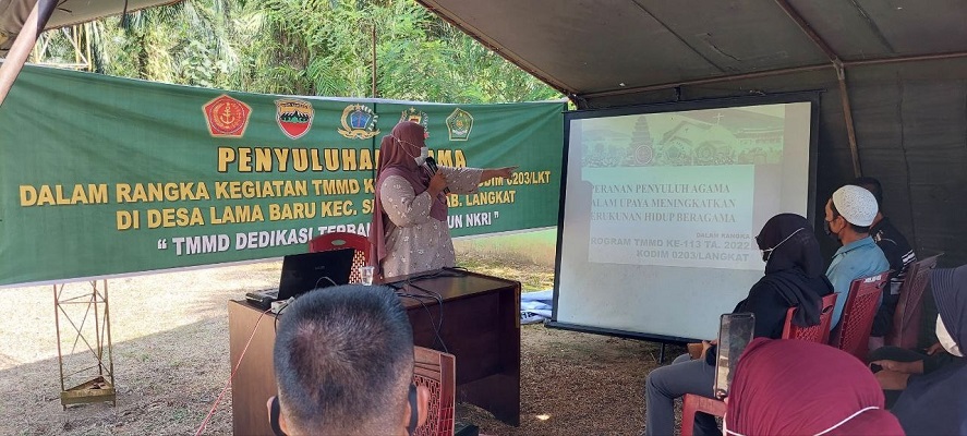 Tingkatkan Kerukunan Antar Umat Beragama, TMMD 113 Kodim 0203/Langkat Gelar Penyuluhan Agama