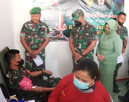 Jelang Peringatan Hari Juang TNI AD ke 77 Tahun 2022, Kodim 0808Blitar Gelar Baksos Donor Darah