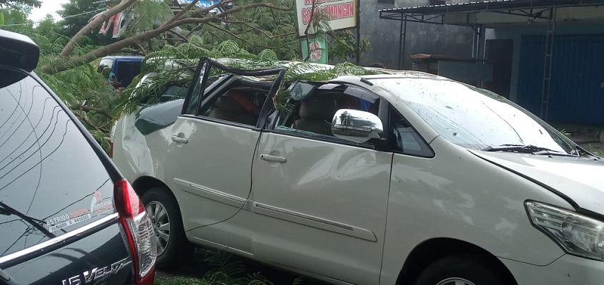 Liburan Akhir Tahun, Mobil Keluarga Surabaya Hancur Tertimpa Pohon di Magetan