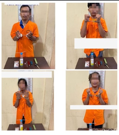 Lagi Asyik Pesta, 2 Pasangan Ini Digrebek Sat Narkoba Polres Langkat