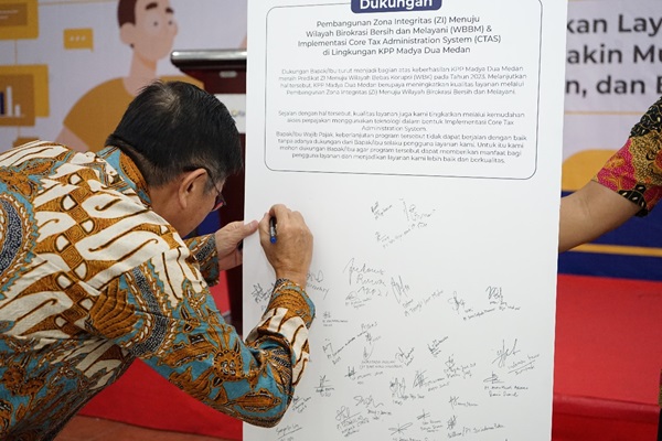 KPP Madya Dua Medan Mensosialisasikan CTAS dan Zona Integritas kepada Wajib Pajak di Gedung Kanwil DJP Sumut I