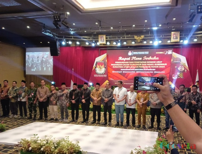 KPU Provinsi Sumut Menggelar Pencabutan Nomor Urut Paslon Gubernur dan Wagub di Grand Mercure Hotel Medan