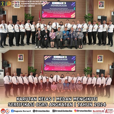 Karutan Kelas I Medan Ikuti Sertifikasi CGRS Angkatan I Tahun 2024 di Pusdiklat BPKP Ciawi