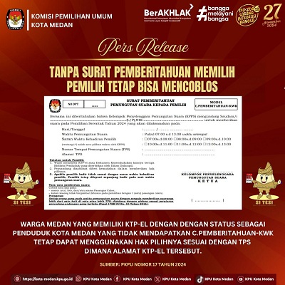 Mutia Atiqah Warga Medan yang Belum Dapatkan Undangan atau Formulir C Dapat Memilih Paslon Walikota dan Wakil Walikota Medan