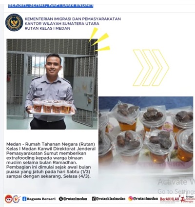 Rutan Kelas I Medan Berikan Extrafooding Kepada Warga Binaan Selama Ramadhan (2)