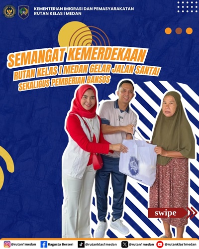 Rutan Kelas I Medan Laksanakan Jalan Santai dan Pemberian Bansos