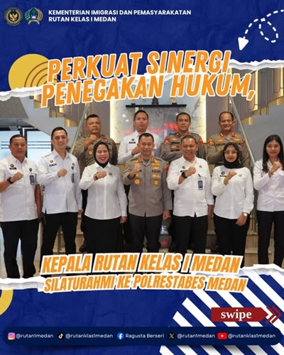 Perkuat Sinergi Penegakan Hukum, Kepala Rutan Kelas I Kota Medan Silaturahmi ke Polrestabes Medan