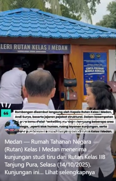 Rutan Kelas I Kota Medan Terima Kunjungan Studi Tiru dari Rutan Kelas IIB Tanjung Pura