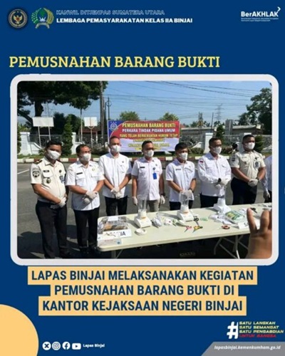 Barang Bukti Dimusnahkan, Lapas Binjai Gelar Kegiatan di Kejaksaan Negeri Binjai