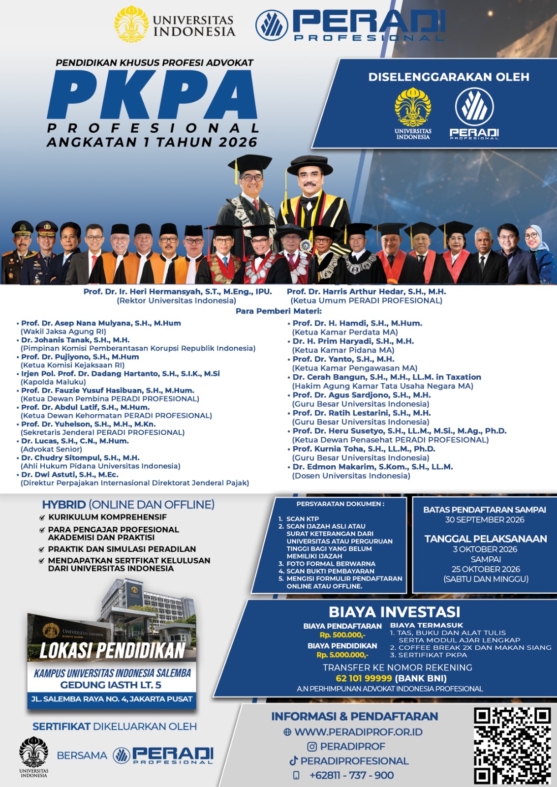 Tingkatkan Kompetensi Calon Advokat, PERADIPROF Bersama UI Gelar PKPA