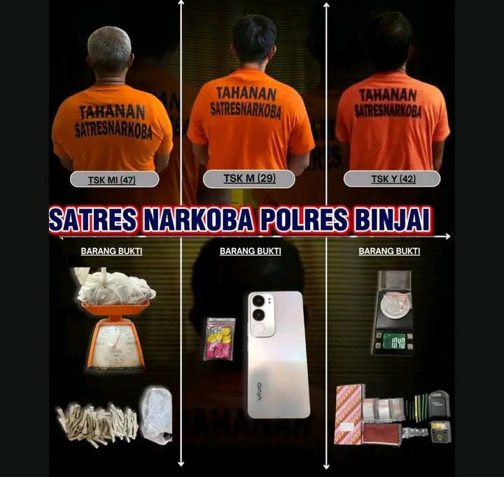 Polres Binjai Gencarkan Pemberantasan Narkoba, Tiga Terduga Pengedar Ditangkap