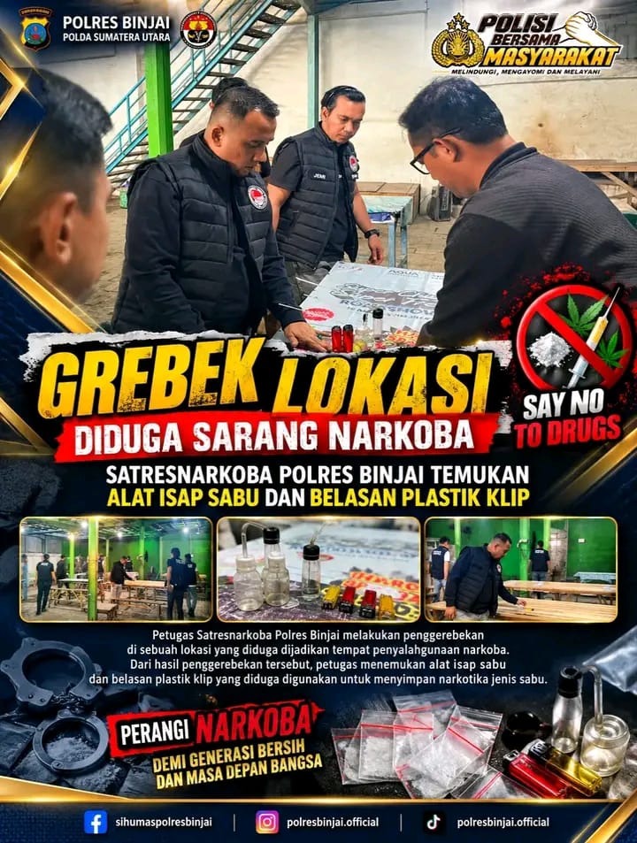 Satresnarkoba Polres Binjai Gerebek Lokasi Diduga Sarang Narkoba, Temukan Alat Isap Sabu